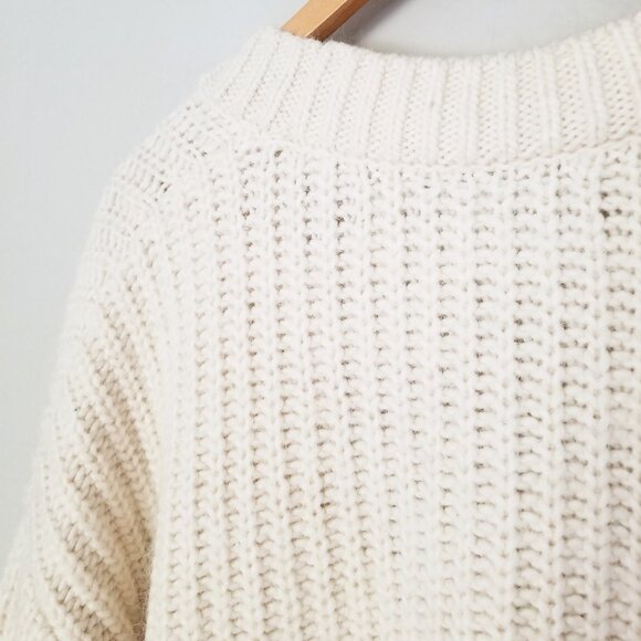 & Other Stories Oversized Rib Knit Cardigan S Alpaca Wool Blend Cream Chunky - Picture 14 of 16
